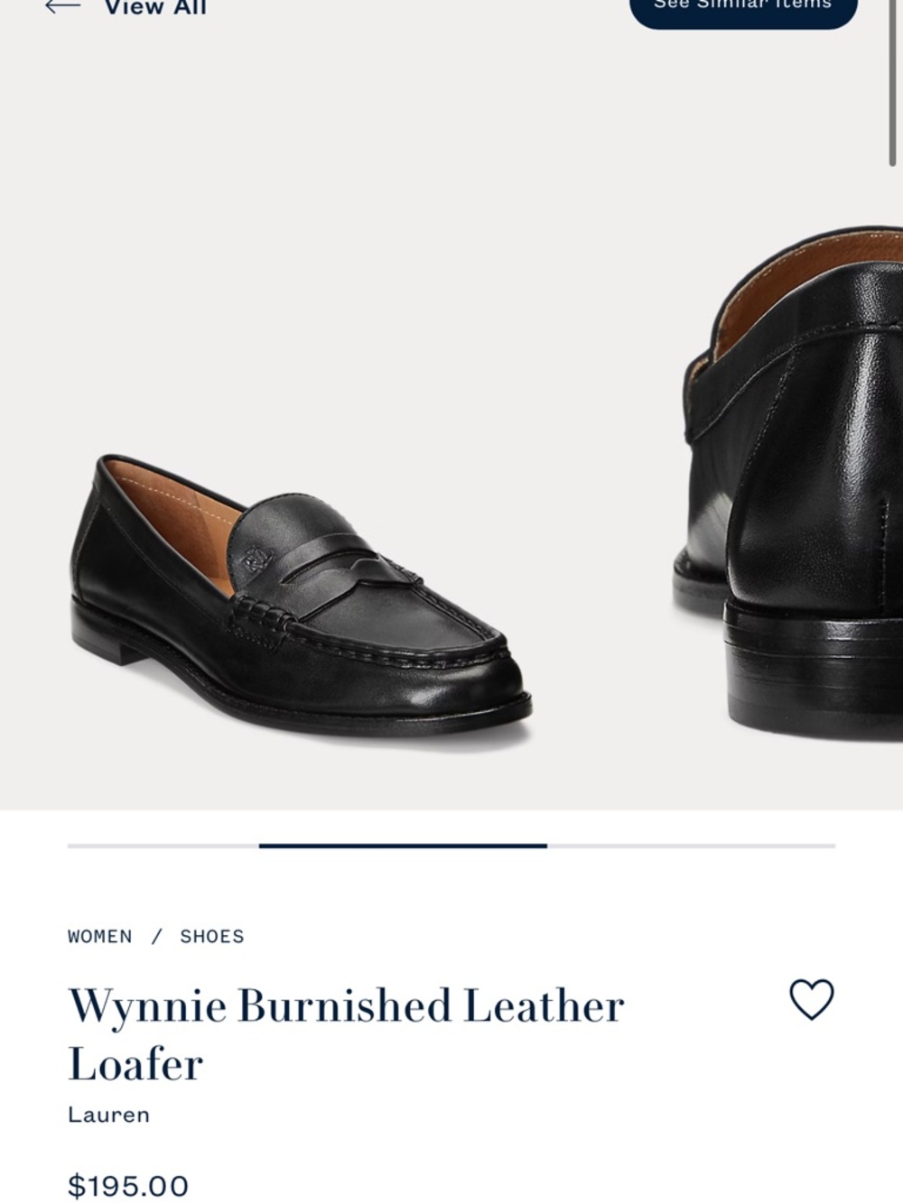 Ralph Lauren Wynnie Black Leather Penny Loafer